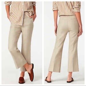 J Crew Hayden Tan Linen Blend Kickout Crop Pants